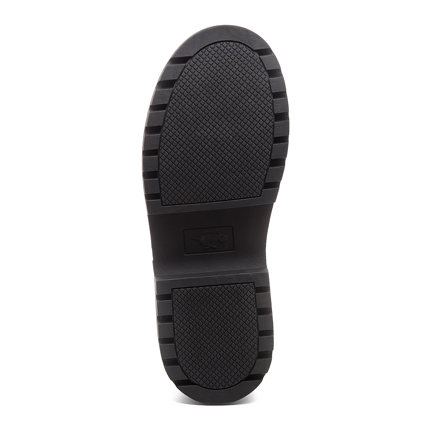 Image 5: Dalma Black Chunky Mary Jane Shoes in black, sole view showing tread pattern