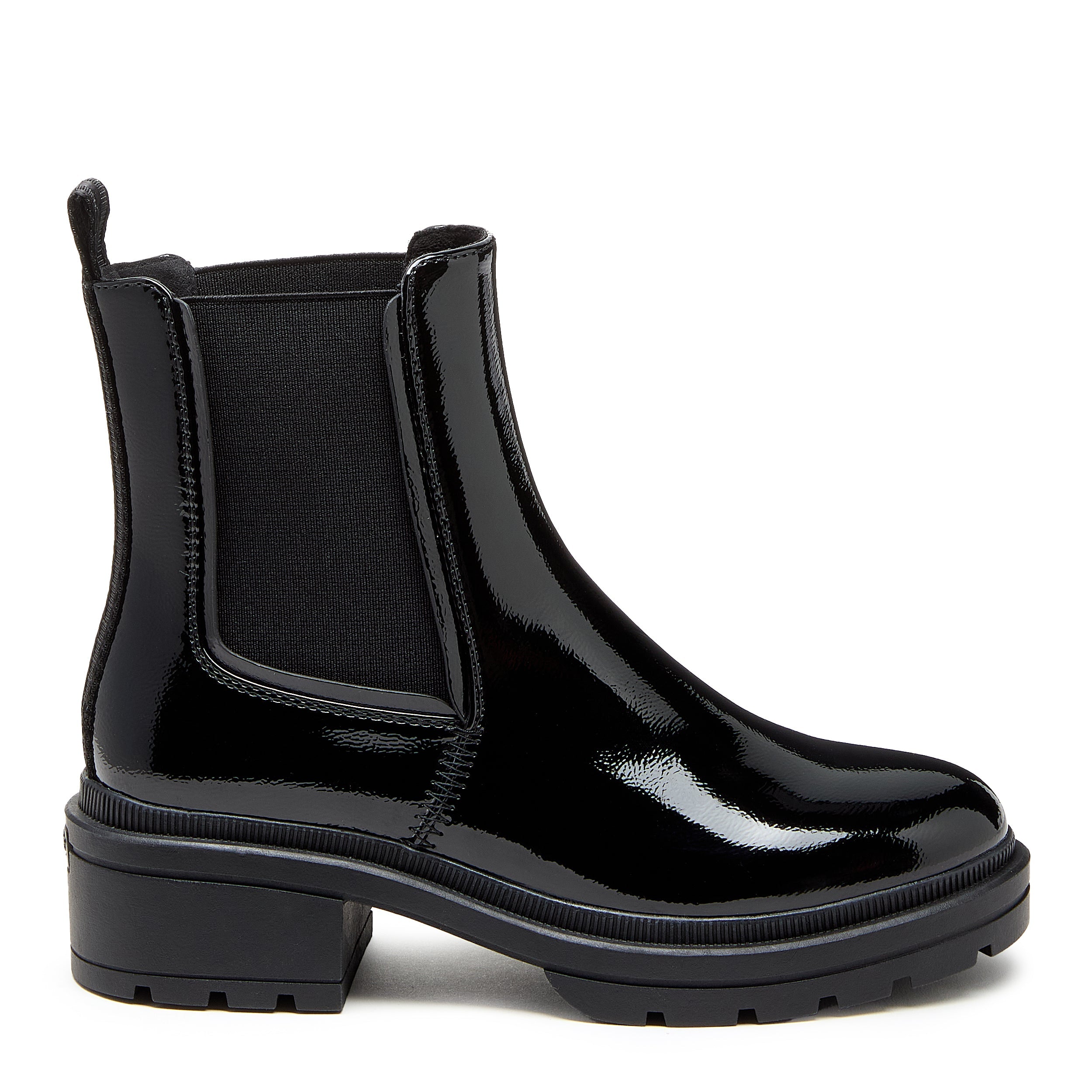 Rocket Dog Iggie Black Patent Chelsea Boots Women's Comfort