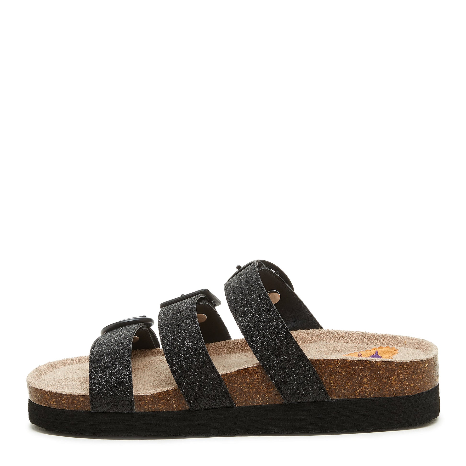 Astor Black Glitter Slide Sandals