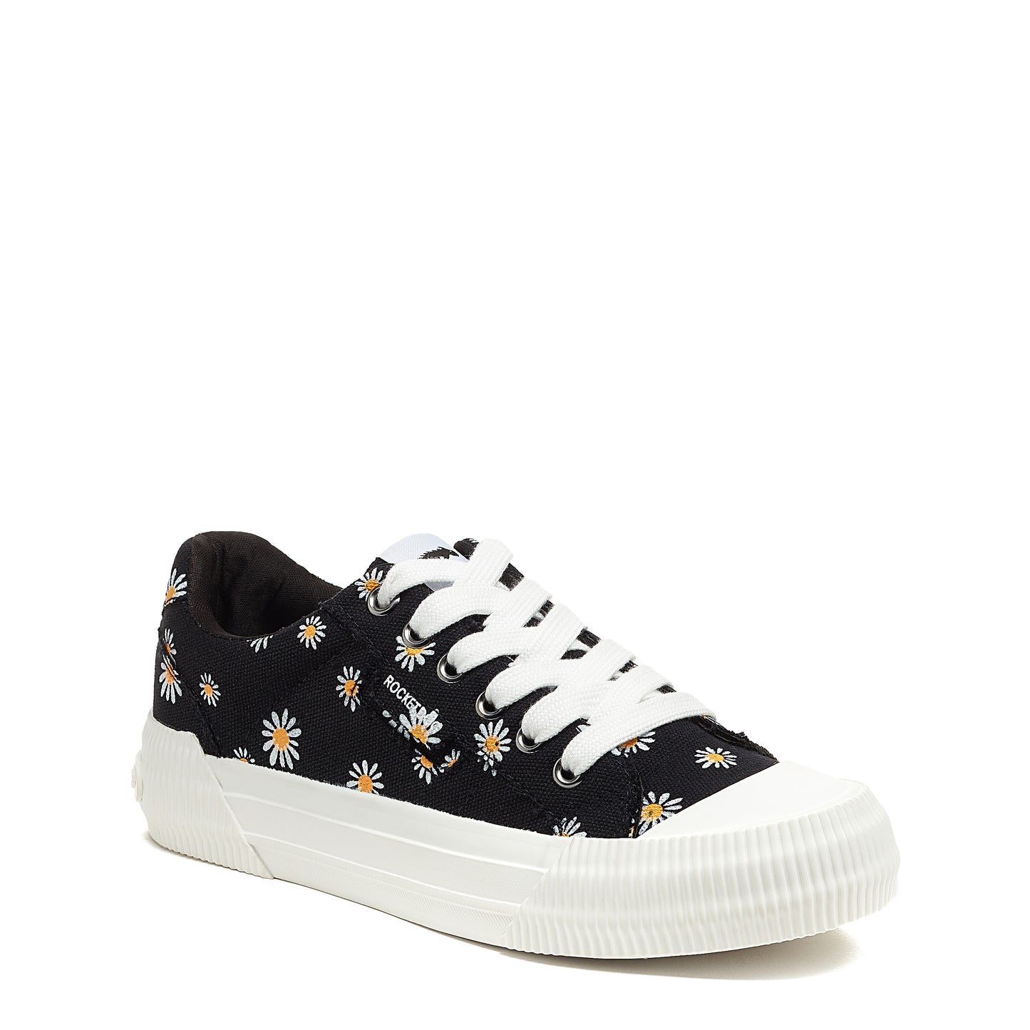 Cheery Black Daisy Print Trainers