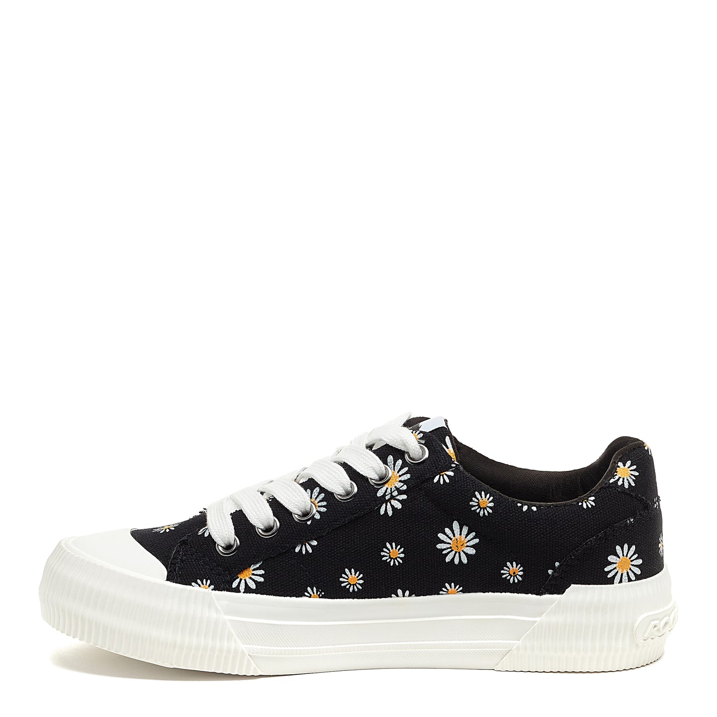 Cheery Black Daisy Print Trainers