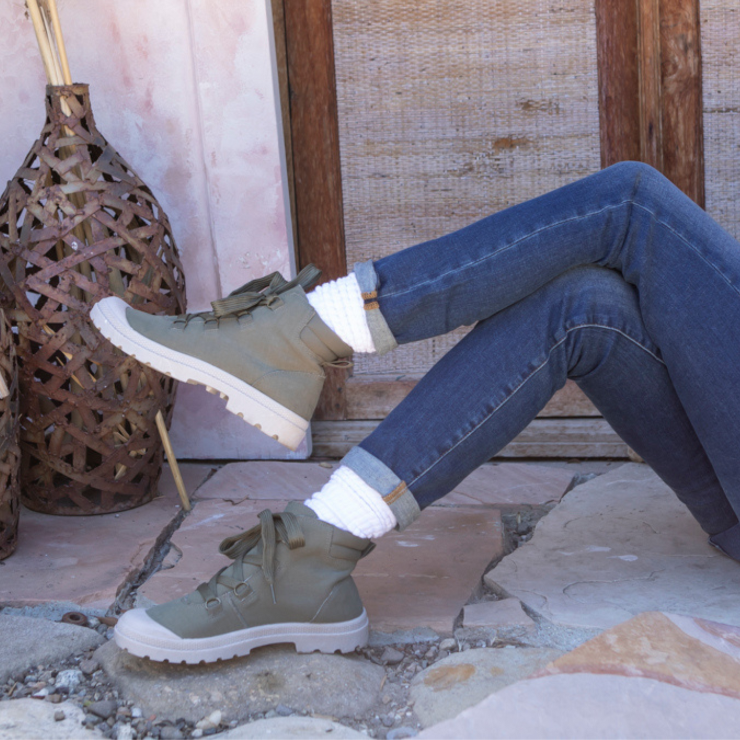 Piper Olive Chunky Ankle Boot