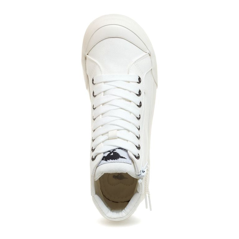 Top-down view of the Jazzin all white high top trainer