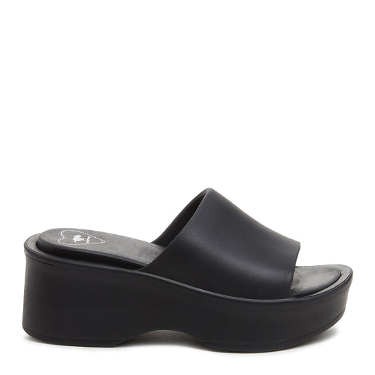 Petal Black Platform Slide Sandals