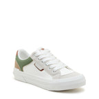 Cheery White Olive Colour Block Trainers