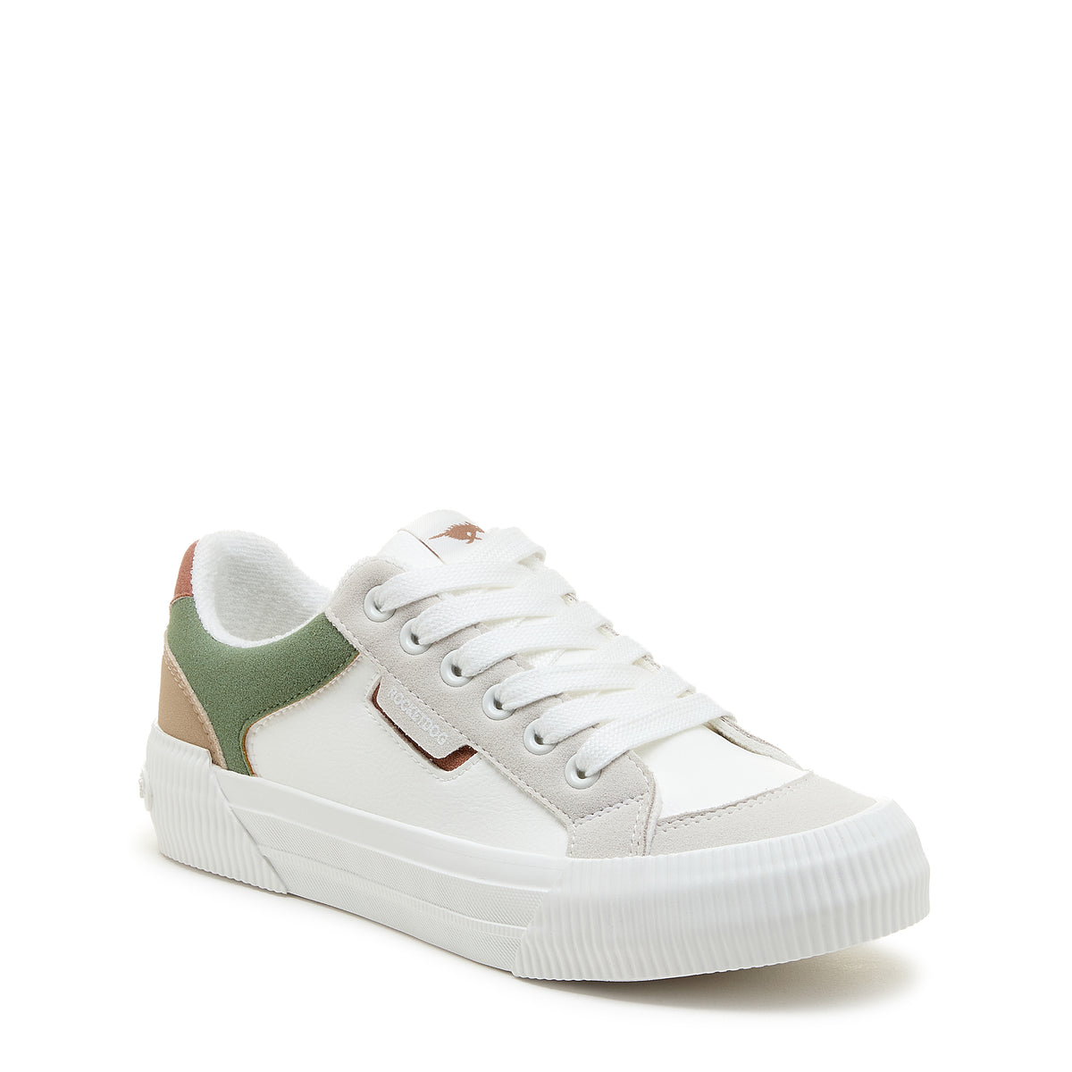 Cheery White Olive Colour Block Trainers