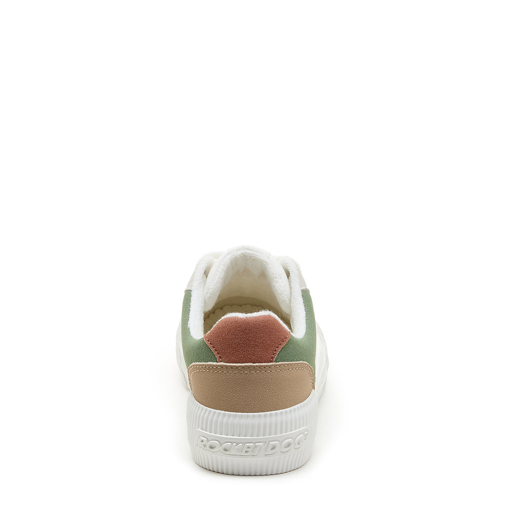 Cheery White Olive Colour Block Trainers
