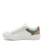 Cheery White Olive Colour Block Trainers