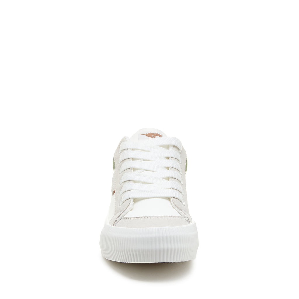 Cheery White Olive Colour Block Trainers