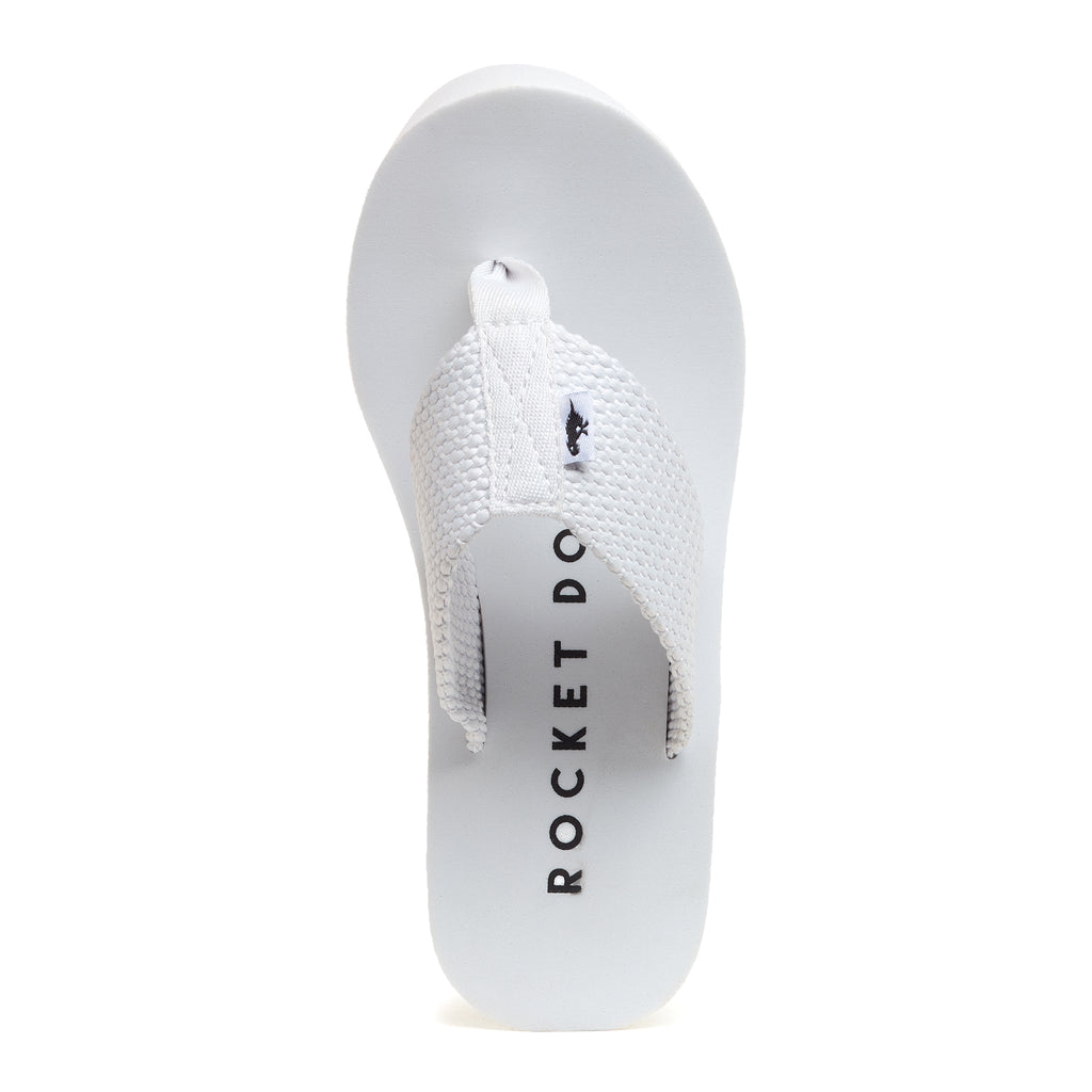 Top-down view of the Diver white wedge flip flop