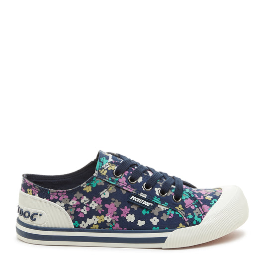 Jazzin Recycled Cotton Navy Floral Trainers