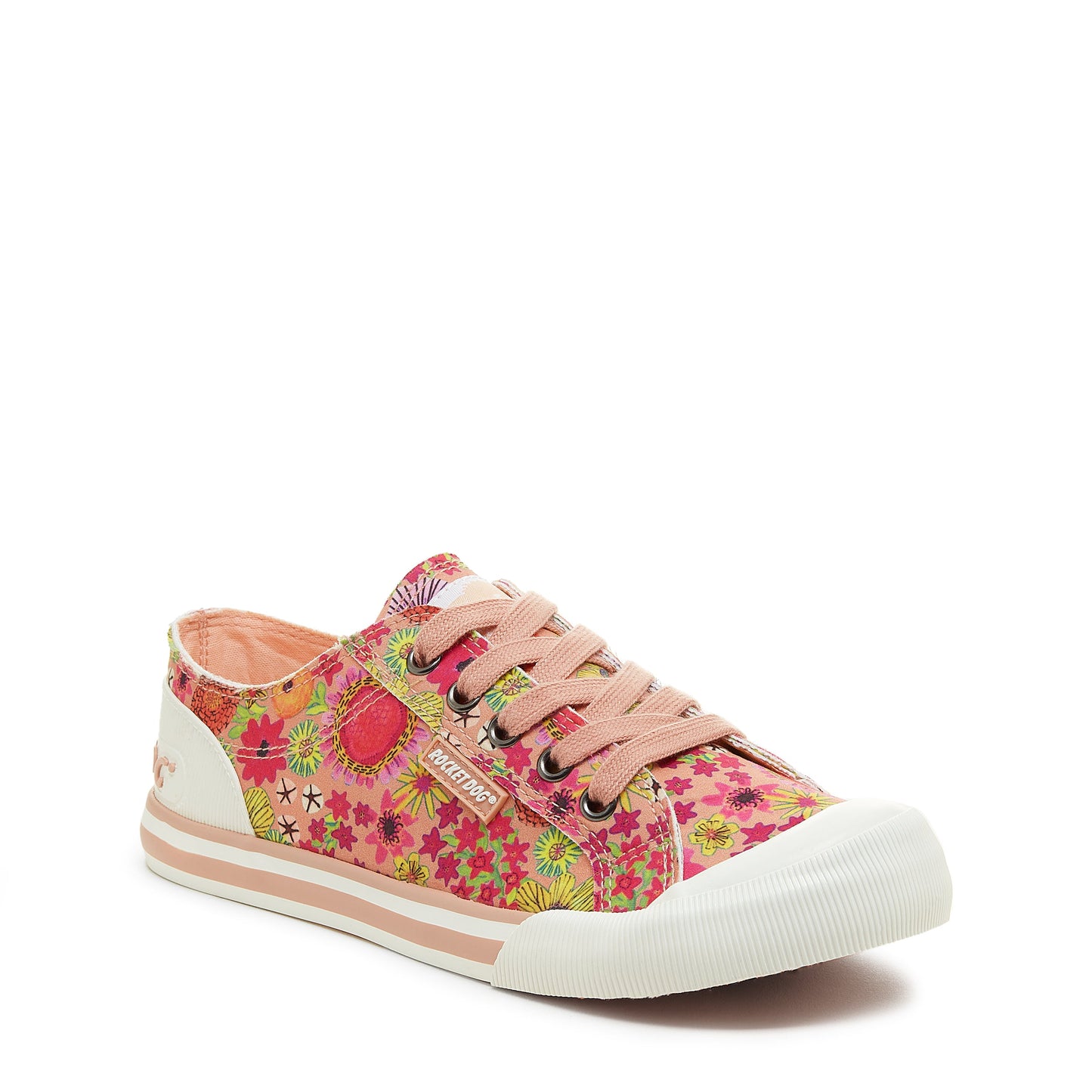 Jazzin Bright Pink Floral Trainers