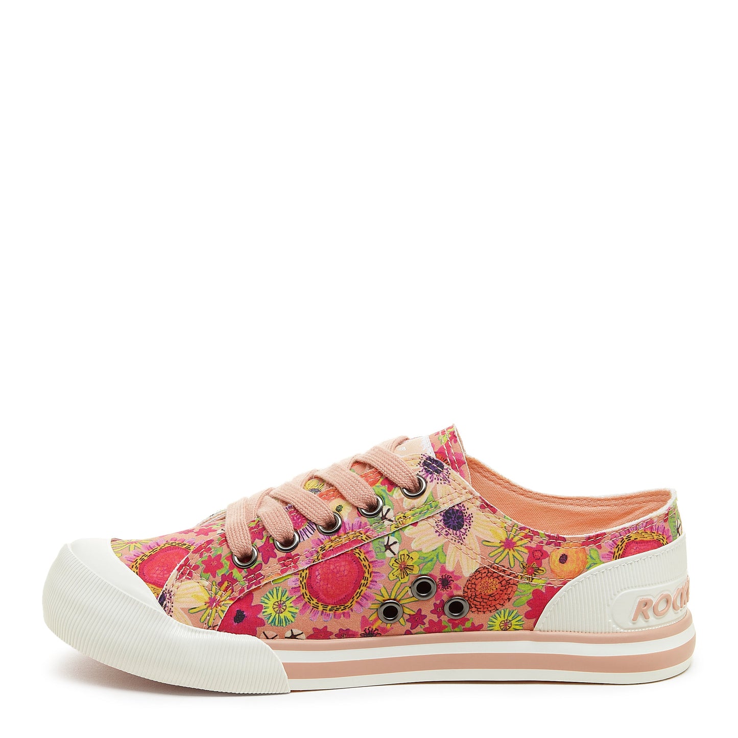 Jazzin Bright Pink Floral Trainers