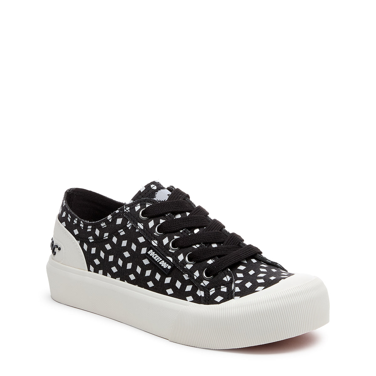Jazzin Plus Black Geo Print Trainers
