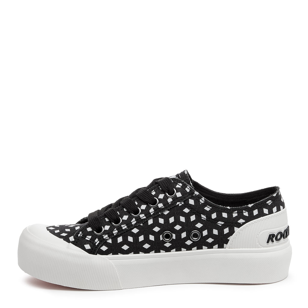 Jazzin Plus Black Geo Print Trainers