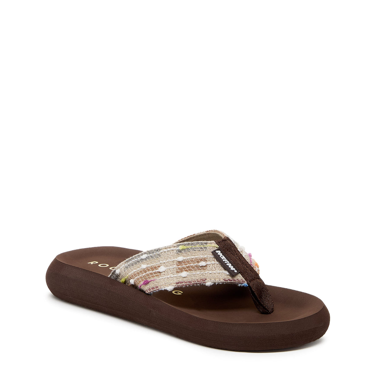 Spotlight Brown Multi Woven Flip Flop | Brown EVA flatform footbed | comfortable women's flip flop