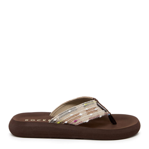Spotlight Brown Multi Woven Flip-Flops