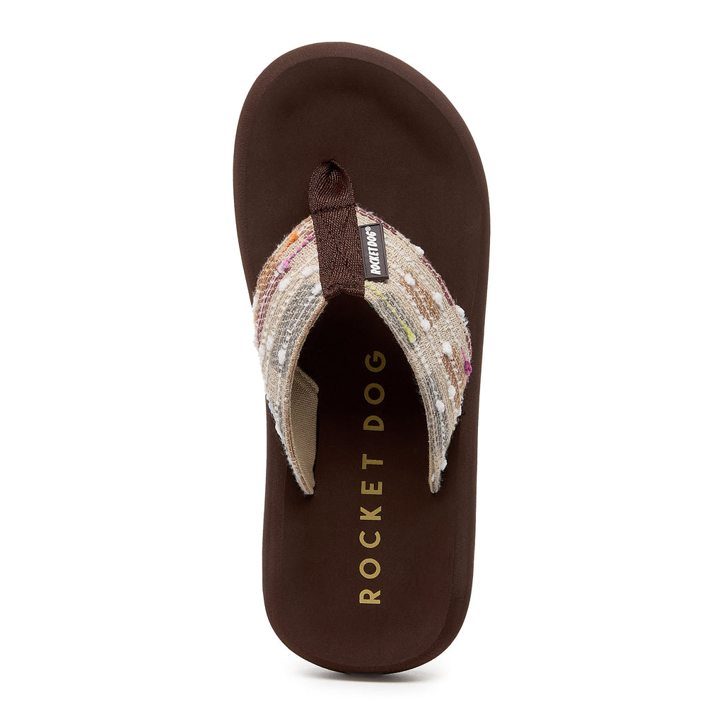 Spotlight Brown Multi Woven Flip Flop | Adjustable strap detail | Women's flip flop | Rocket Dog