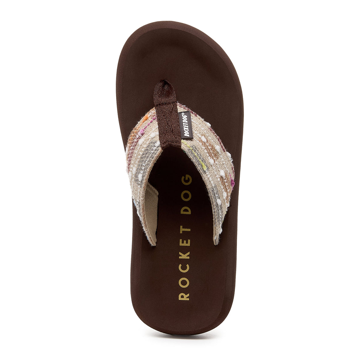 Spotlight Brown Multi Woven Flip Flop | Adjustable strap detail | Women's flip flop | Rocket Dog