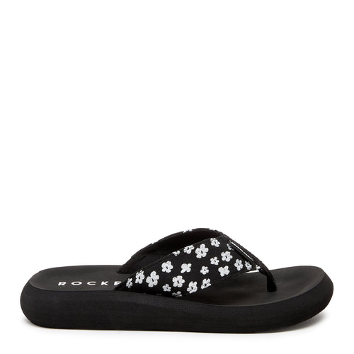 Spotlight Black Ditsy Floral Flip-Flops