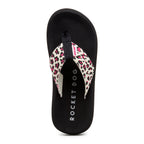 Top-down view of the Spotlight pink leopard print flip flop