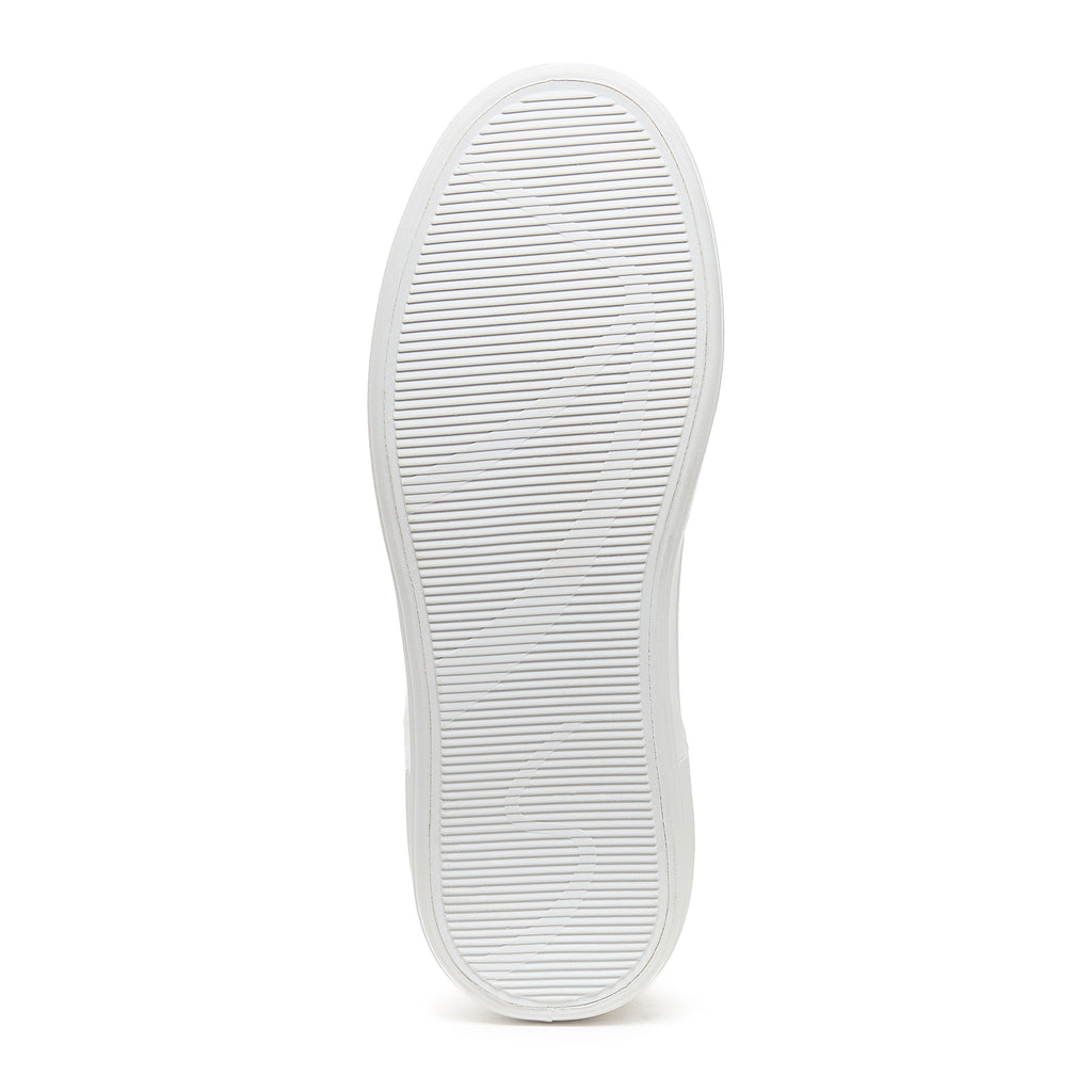 Zap Gold Colour Block Slip-On Trainers in gold and white, outsole view showing ribbed white sole pattern