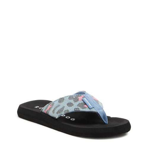 Adios Light Blue Leopard Print Flip-Flops