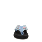 Toe view of the Adios light blue leopard print flip flop