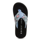 Top-down view of the Adios light blue leopard print flip flop