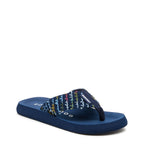 Rocket Dog Adios navy multi canvas flip flop, front angle