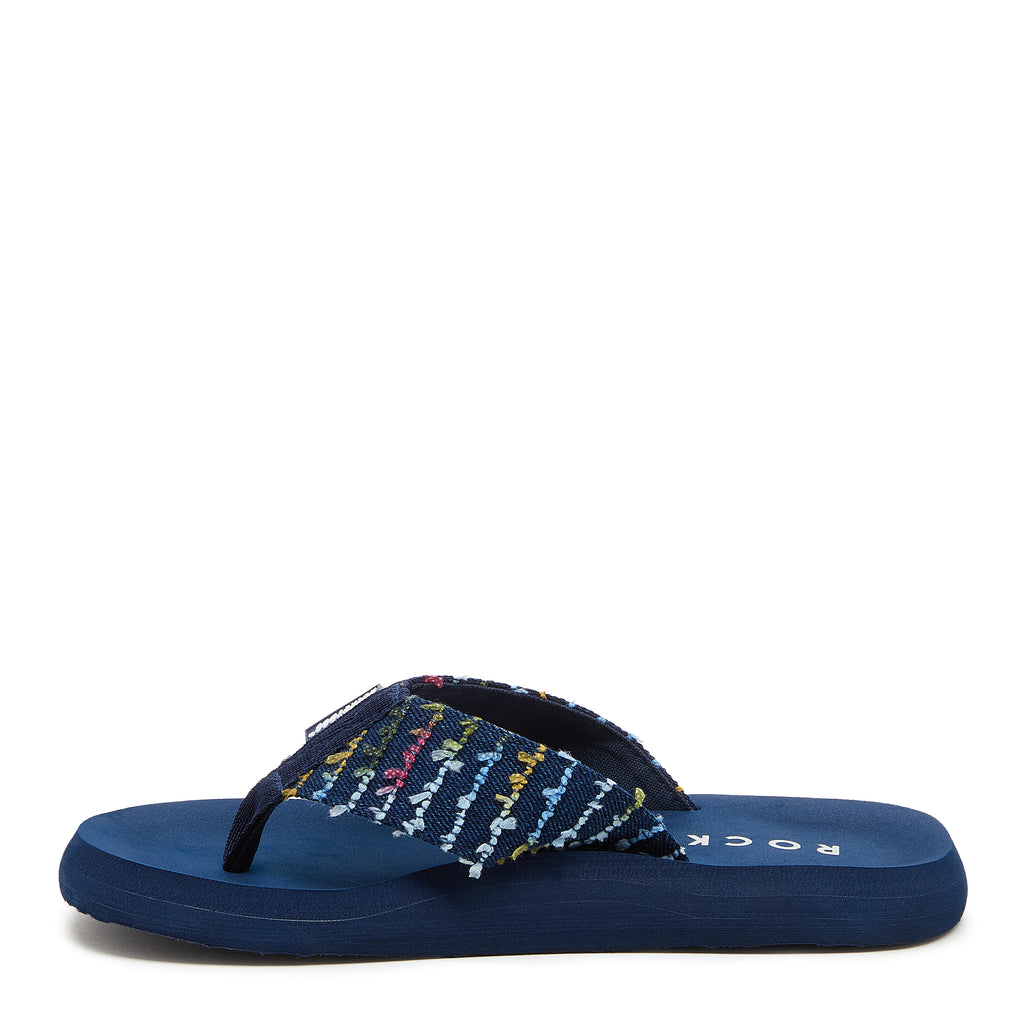 Inner side of the Adios navy multi canvas flip flop