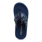 Top-down view of the Adios navy multi canvas flip flop