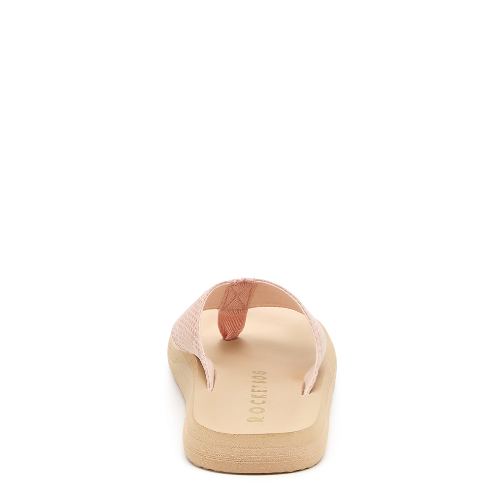 Back view of the Adios light pink snake print flip flop