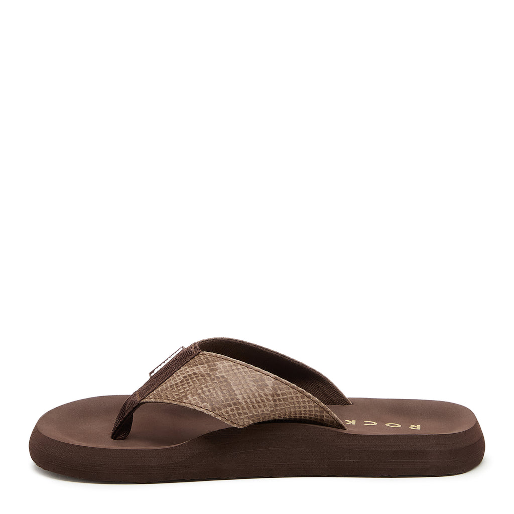 Inner side of the Adios brown snake print flip flop