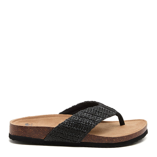 Aloha Black Raffia Flip-Flops
