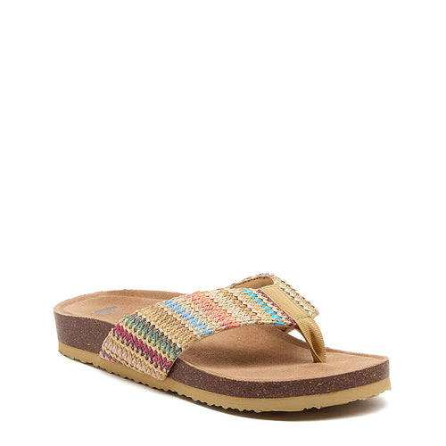 Aloha Natural Multi Flip Flops | Natural multi woven straps women's beach flip flop