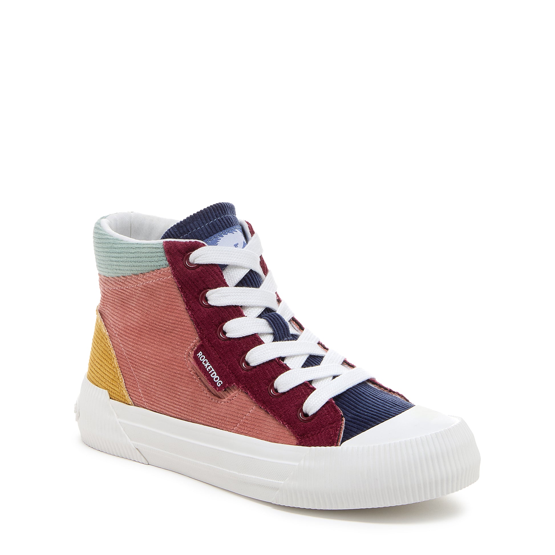 Cheery Pink Corduroy High-top Trainers