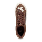 Cheery Brown Cow Print Trainers