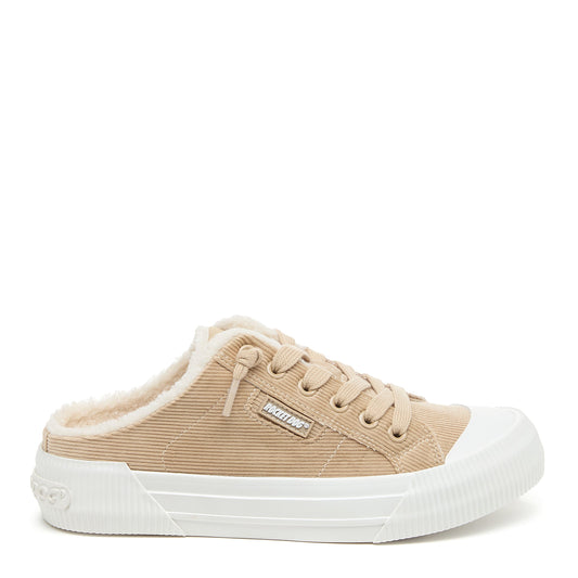 Cheery Natural Corduroy Mule Trainers
