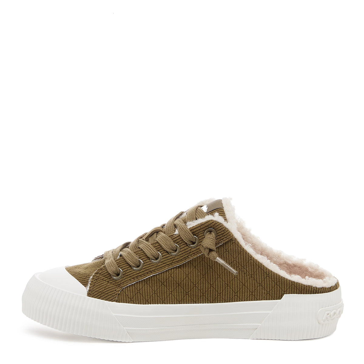 Cheery Olive Corduroy Mule Trainers