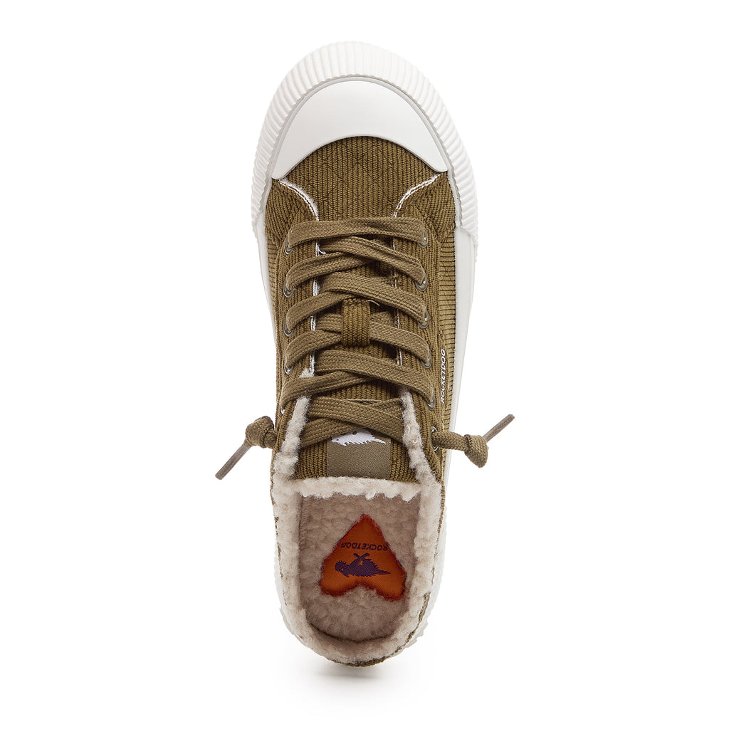 Cheery Olive Corduroy Mule Trainers