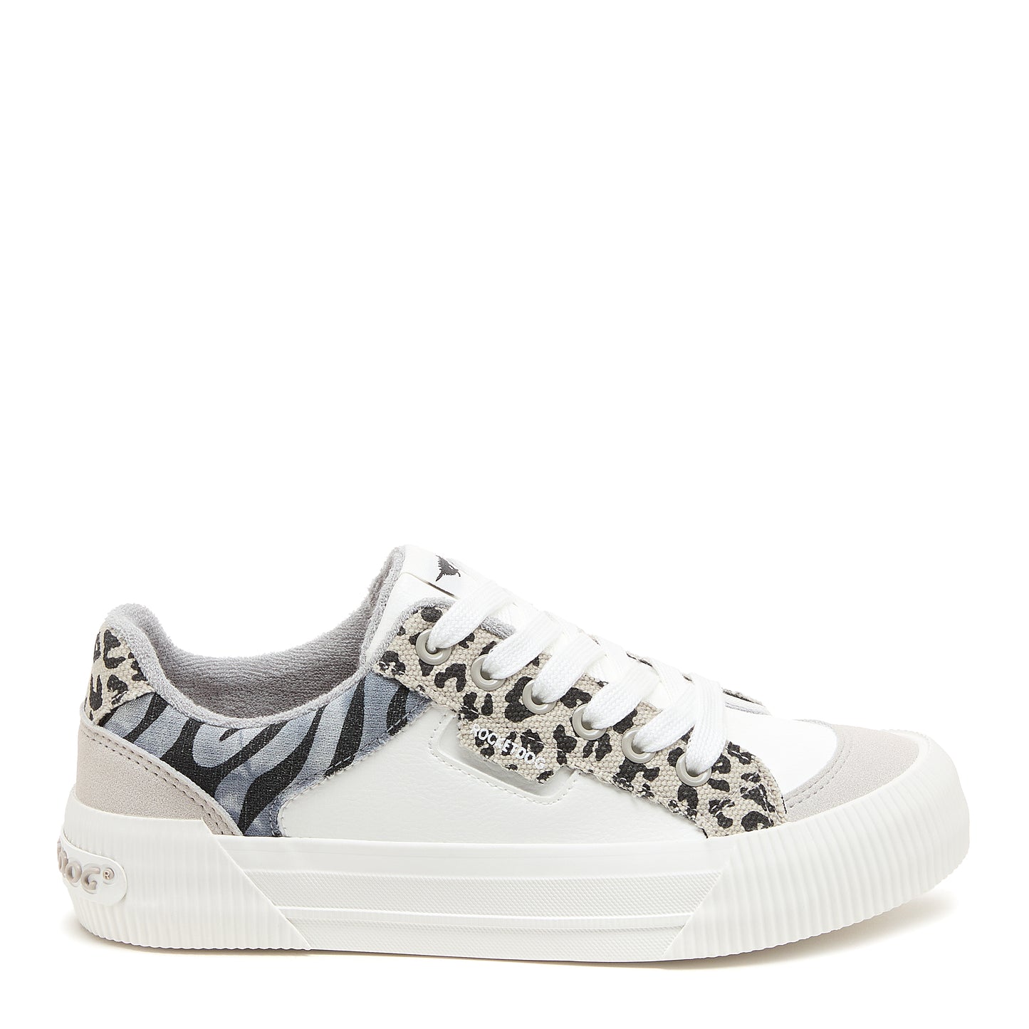 Cheery Grey Animal Print Colour Block Trainers