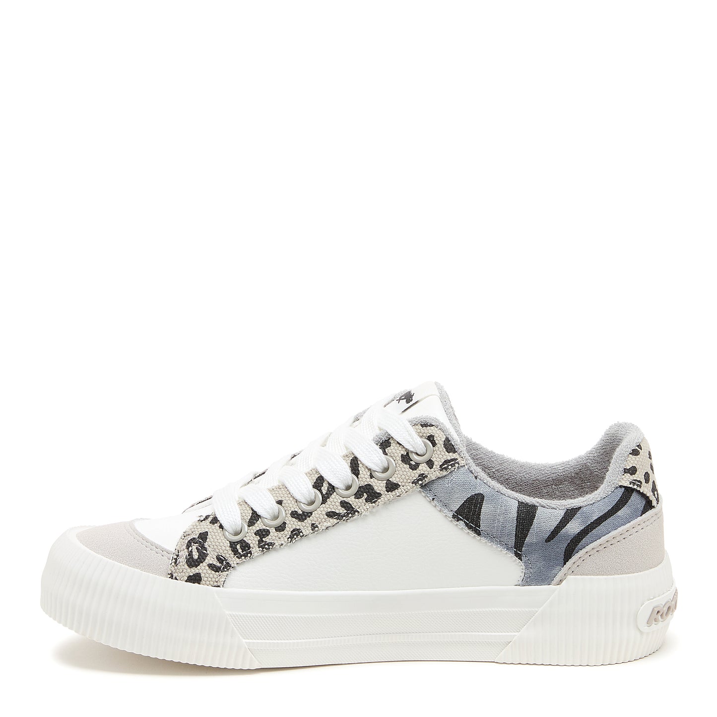 Cheery Grey Animal Print Colour Block Trainers