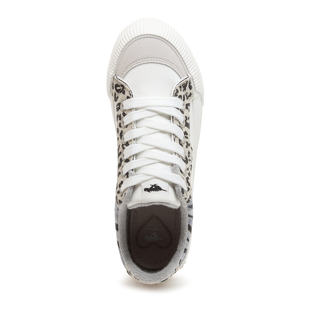 Cheery Grey Animal Print Colour Block Trainers