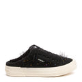 Side view of the Rocket Dog Cheery black multi mule trainer, sparkly black backless upper
