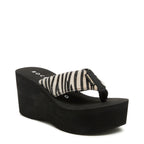 Rocket Dog Crush tan animal print flip flop, front angle
