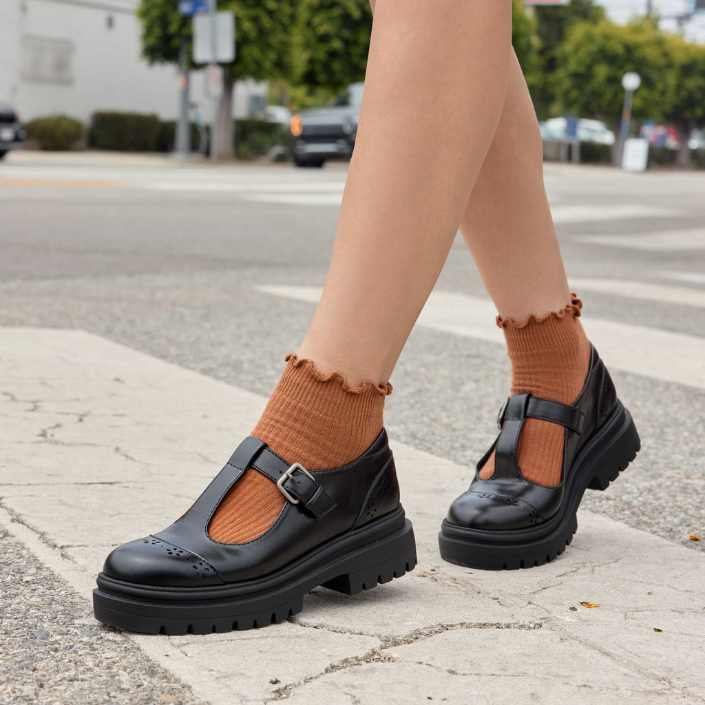 Dalma Black Chunky Mary Jane Shoes