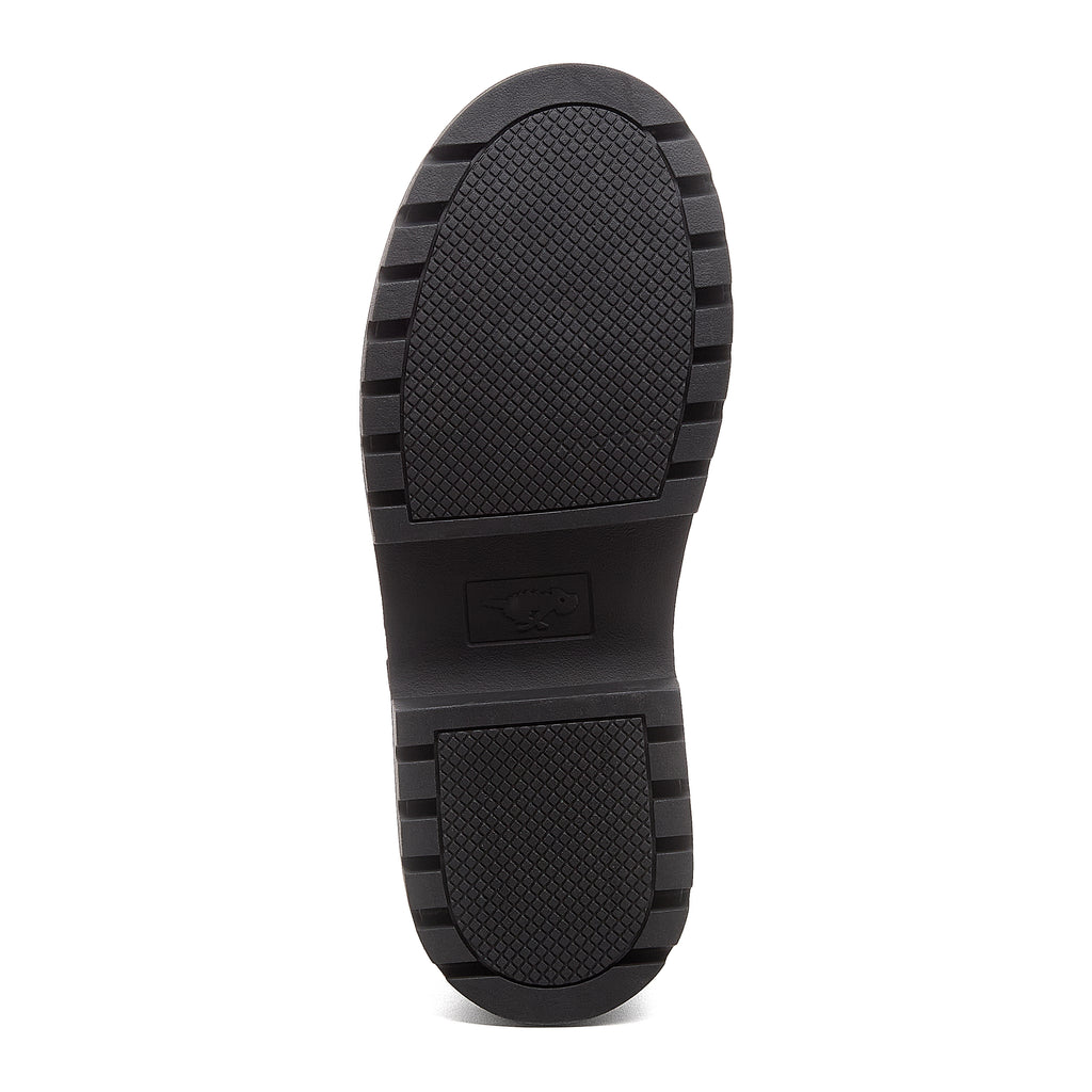 Image 5: Dalma Black Chunky Mary Jane Shoes in black, sole view showing tread pattern