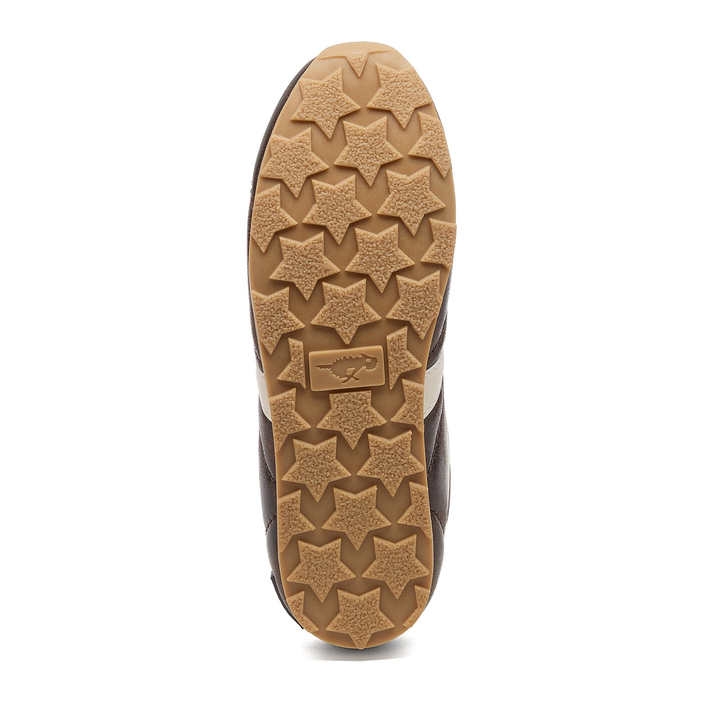 Destin Dark Brown Trainers sole view showing brown star-shaped tread pattern