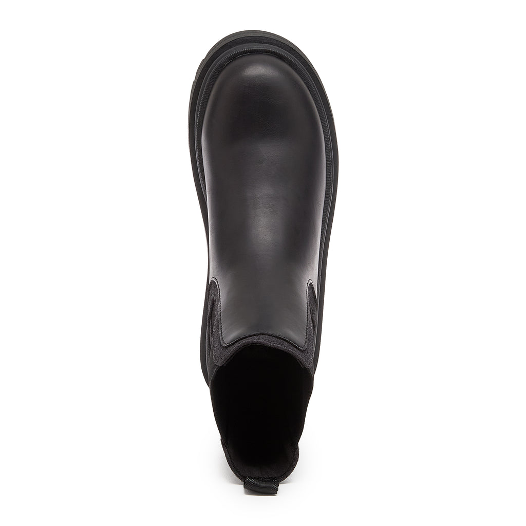 Drake Black Boots black boots top view showing rounded toe, opening and back pull tab